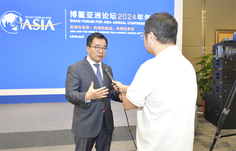 王胜在论坛期间接受多家媒体采访